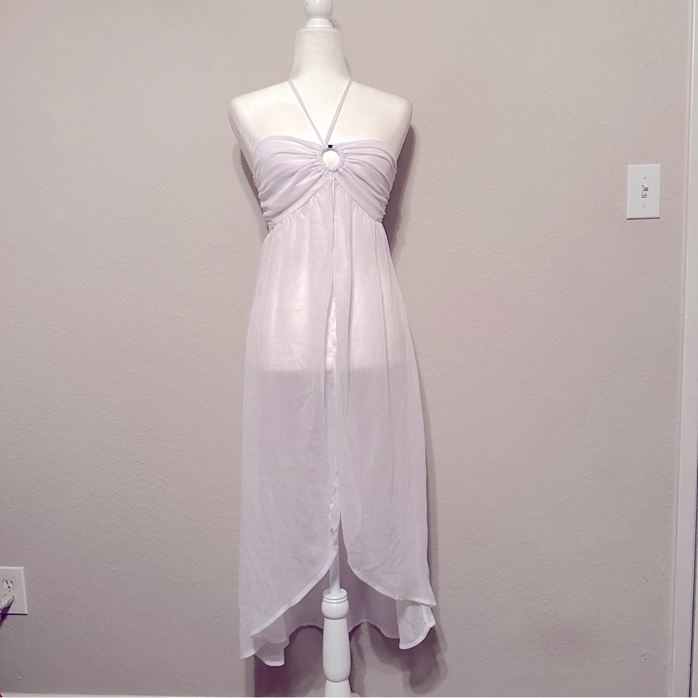Tommy Bahama White Sheer Halter Mini Beach Cover Up Size XS